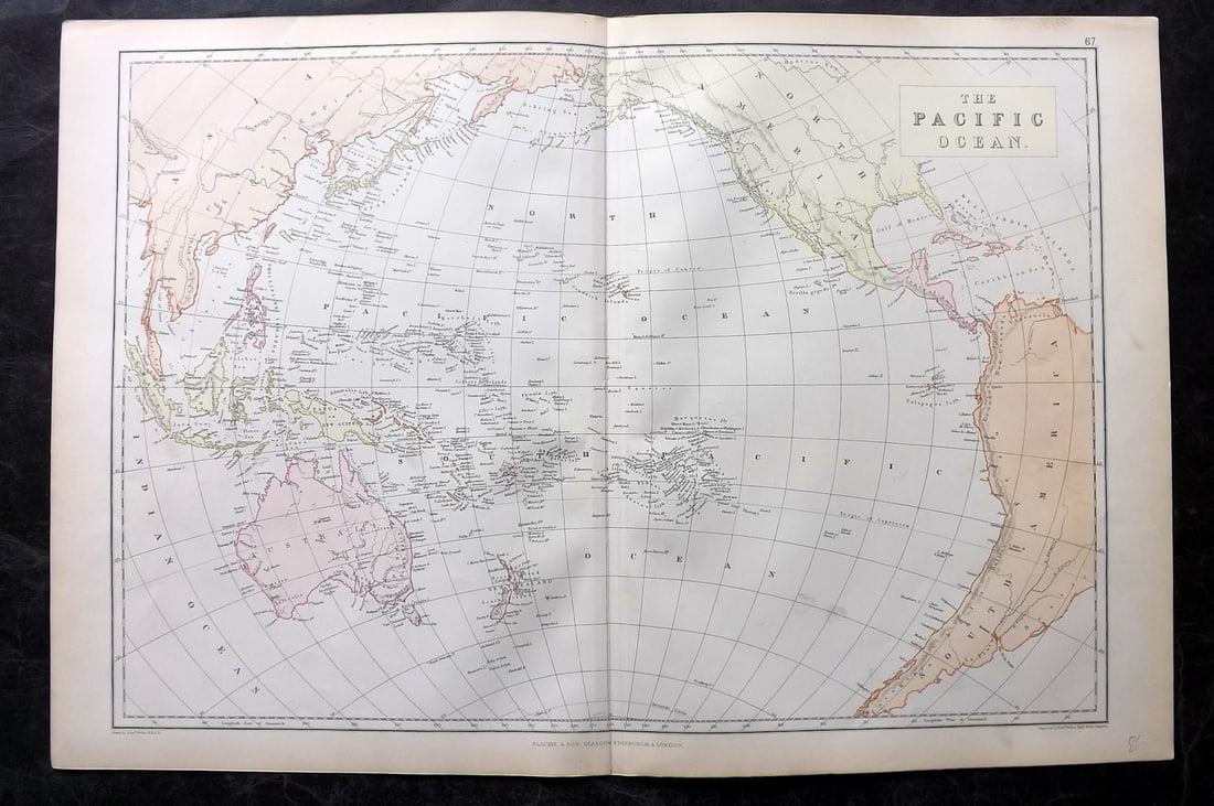 Blackie (Pub) 1882 Folio Map. Pacific Ocean - Australia, Hawaii etc (1 of 1)