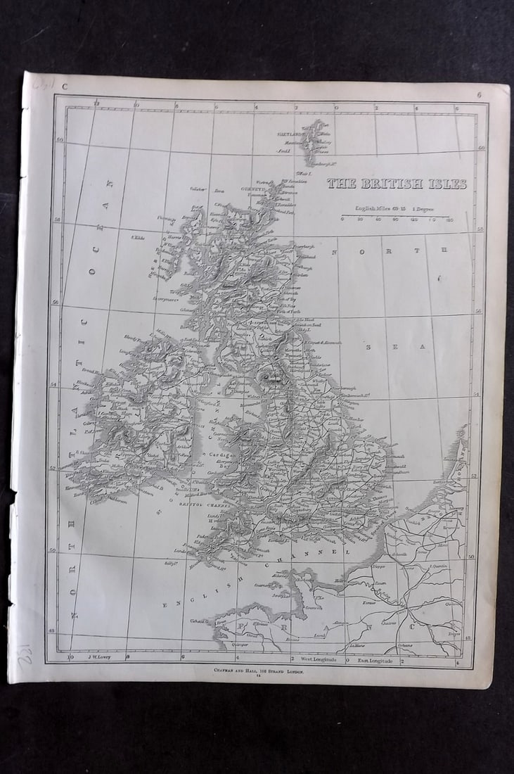 Lowry, Joseph 1852 Antique Map. British Isles: Engraved Map Published 1852 for "Lowry's Table Atlas" by Joseph William Lowry. Paper Size: 12 x 9.5 inch (30.5 x 24cm) Good Condition