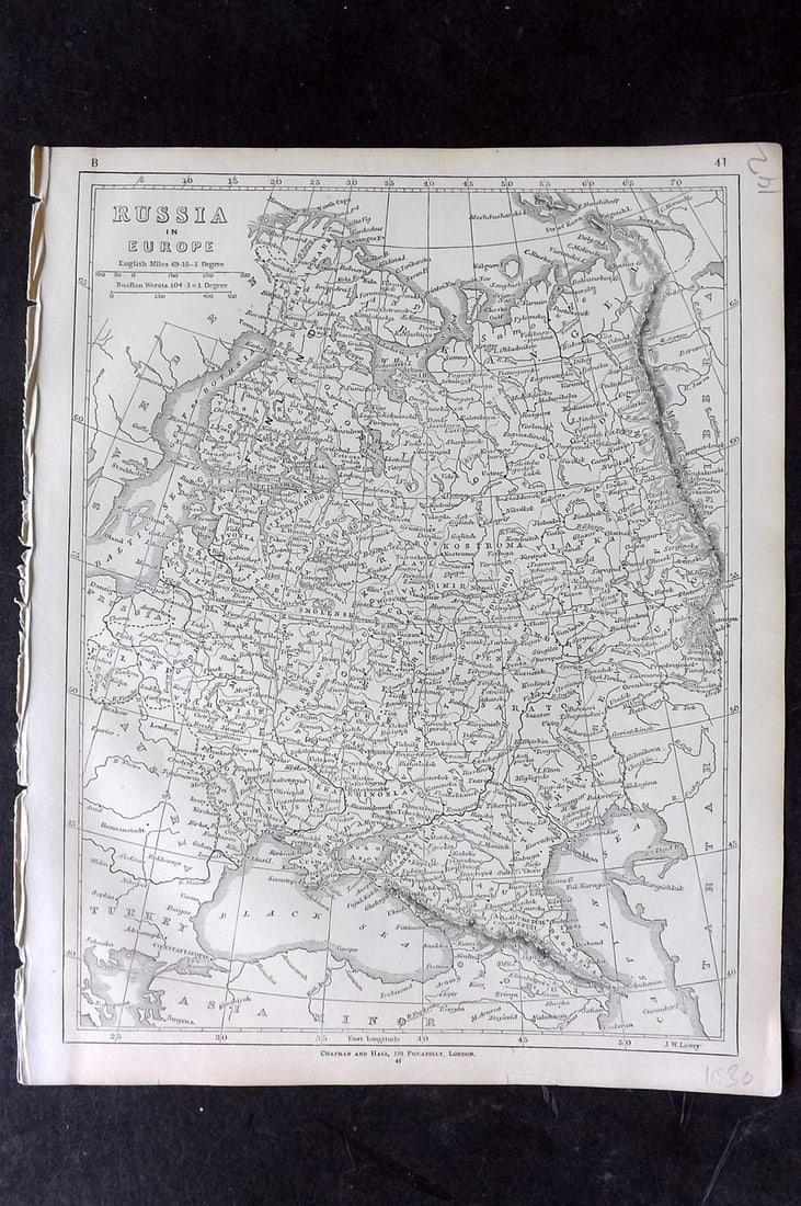 Lowry, Joseph 1852 Antique Map. Russia in Europe: Engraved Map Published 1852 for "Lowry's Table Atlas" by Joseph William Lowry. Paper Size: 12 x 9.5 inch (30.5 x 24cm) Good Condition