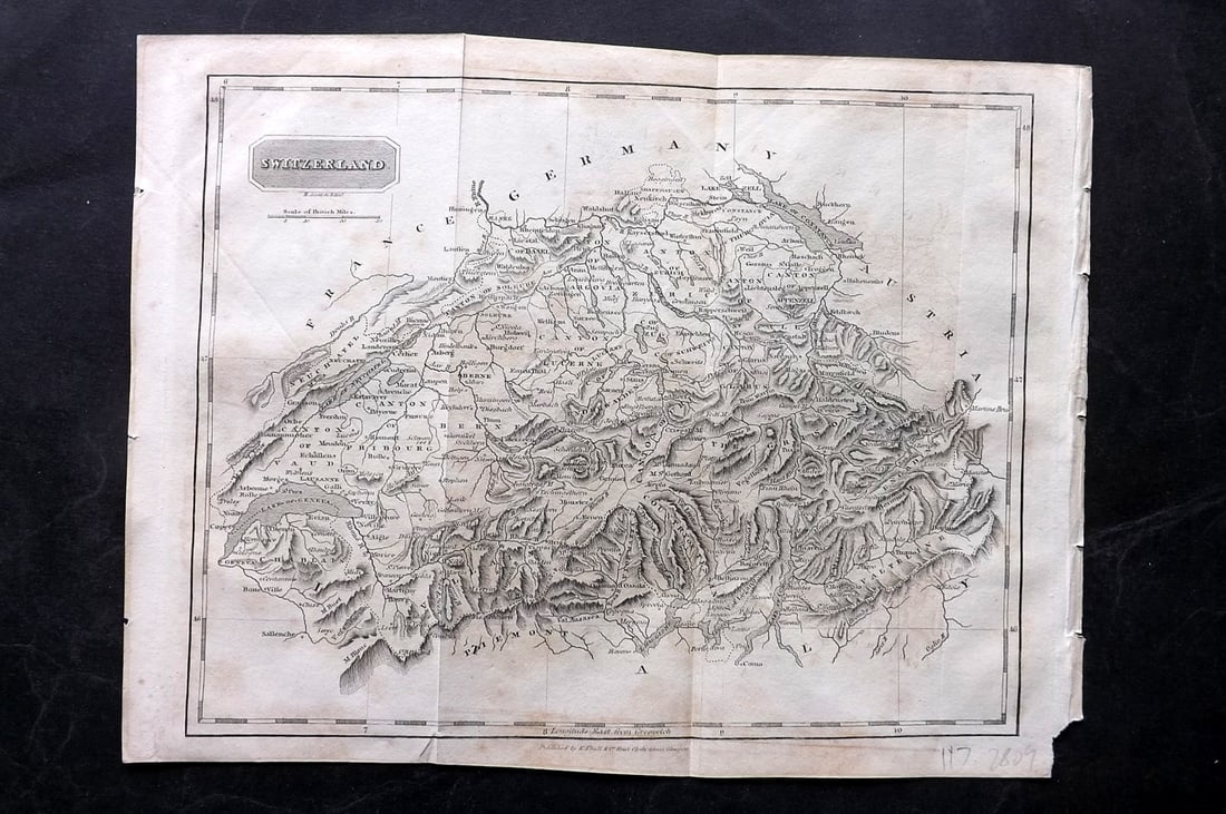 Glasgow Geography 1825 Antique Map. Switzerland (1 of 1)