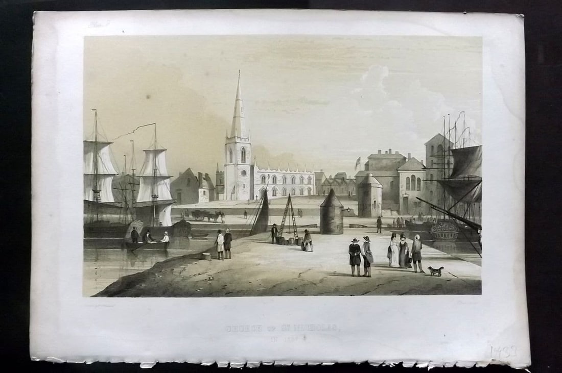 Herdman - Liverpool 1856 Folio Print. Church of St. Nicholas in 1797 08 (1 of 1)