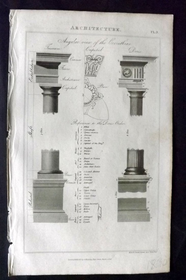 Good, John 1813 Antique Print. Architecture Columns 03 (1 of 1)