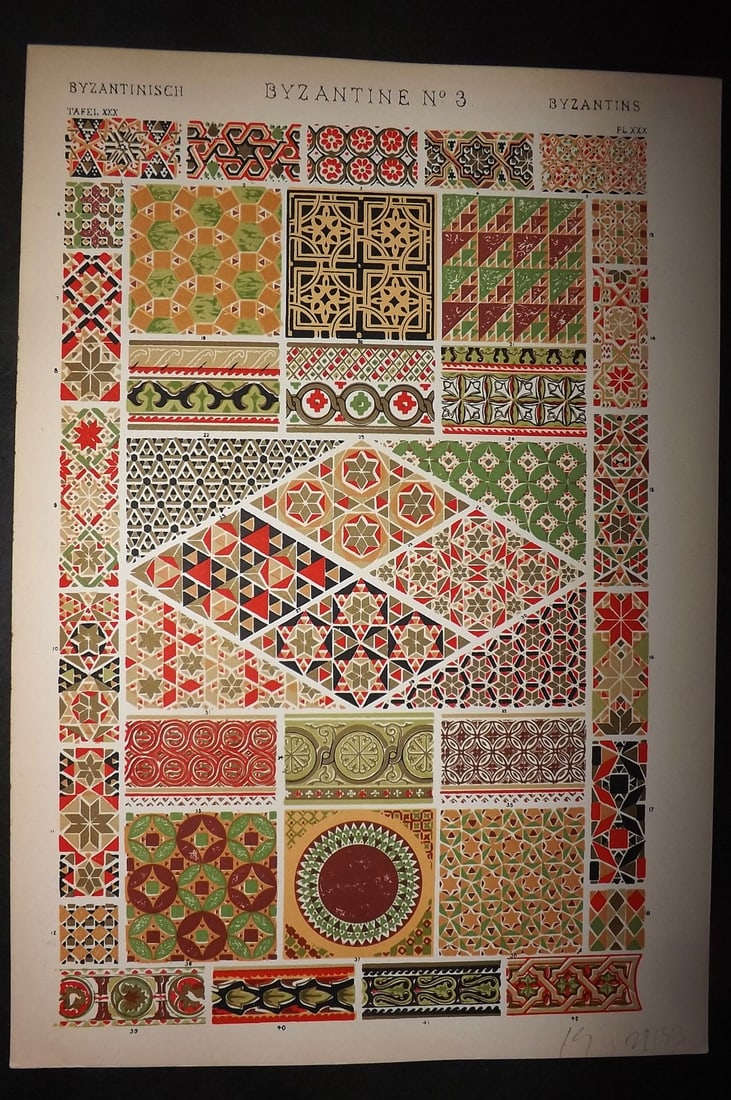Jones, Owen 1910 Folio Architectural Design Print. Byzantine No. 3 (1 of 1)