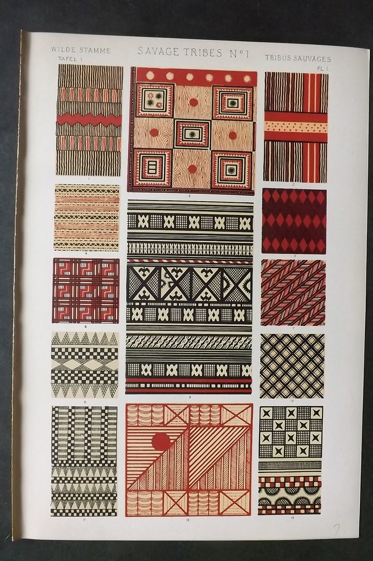Jones, Owen 1910 Folio Architectural Design Print. Savage Tribes No. 1 (1 of 1)