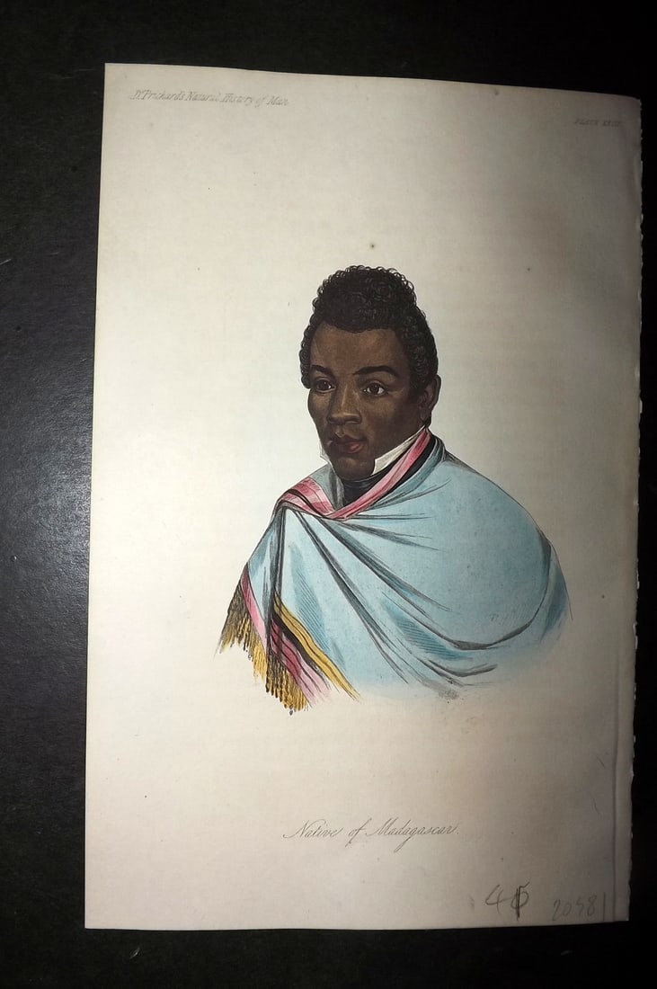 Prichard, James 1848 Hand Col Print. Native of Madagascar 23 (1 of 1)