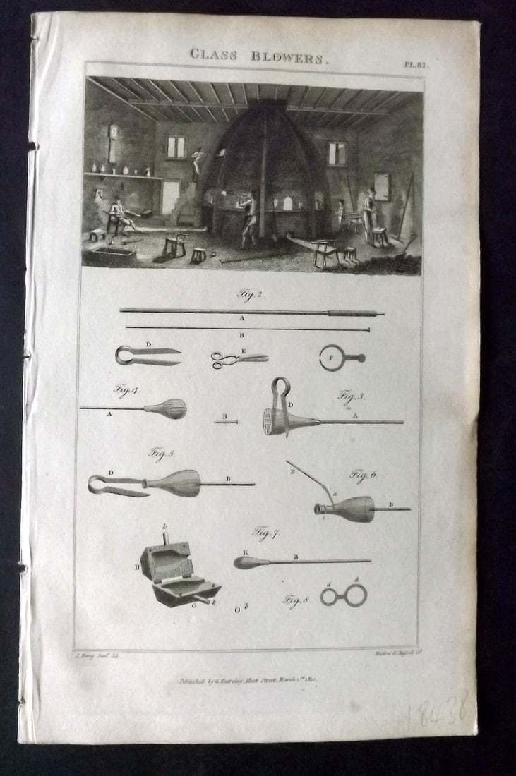 Good, John 1813 Antique Print. Glass Blowers 81 (1 of 1)