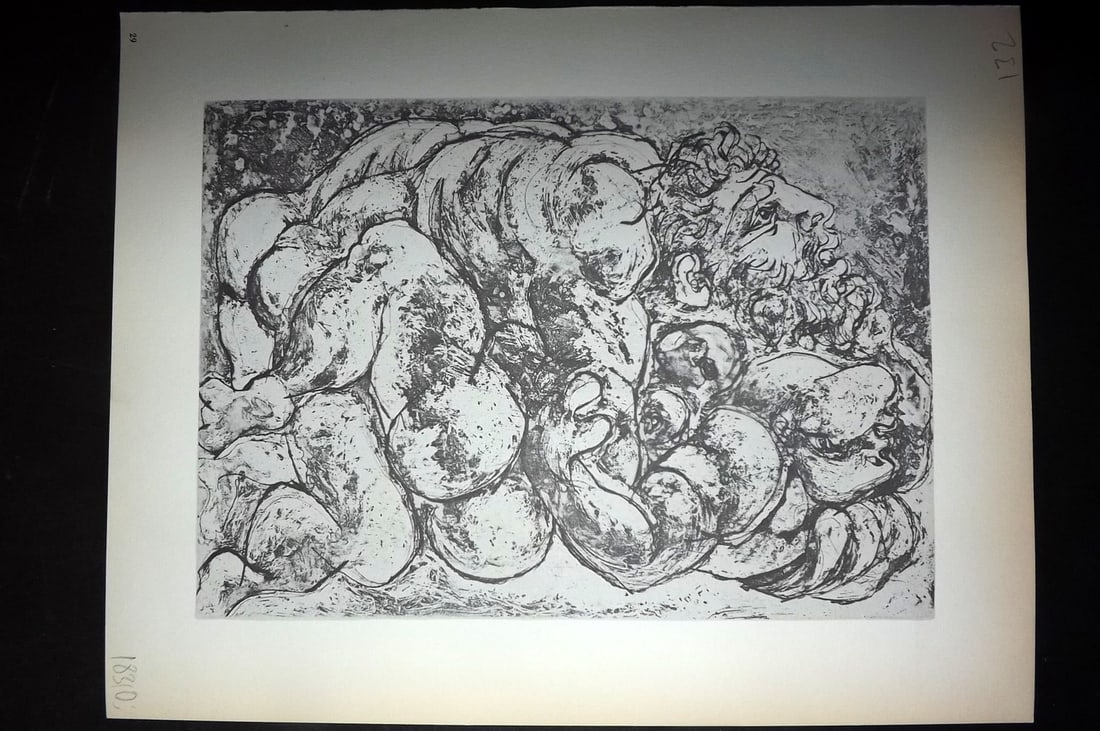 Picasso Vollard Suite 1956 Print. Embrace 29: Vintage Photogravure Published 1956, London for "Picasso's Vollard Suite" First English Edition of 100 Etchings created by Picasso between 1930-37. Printed on Good Quality Paper in Germany. Paper Size