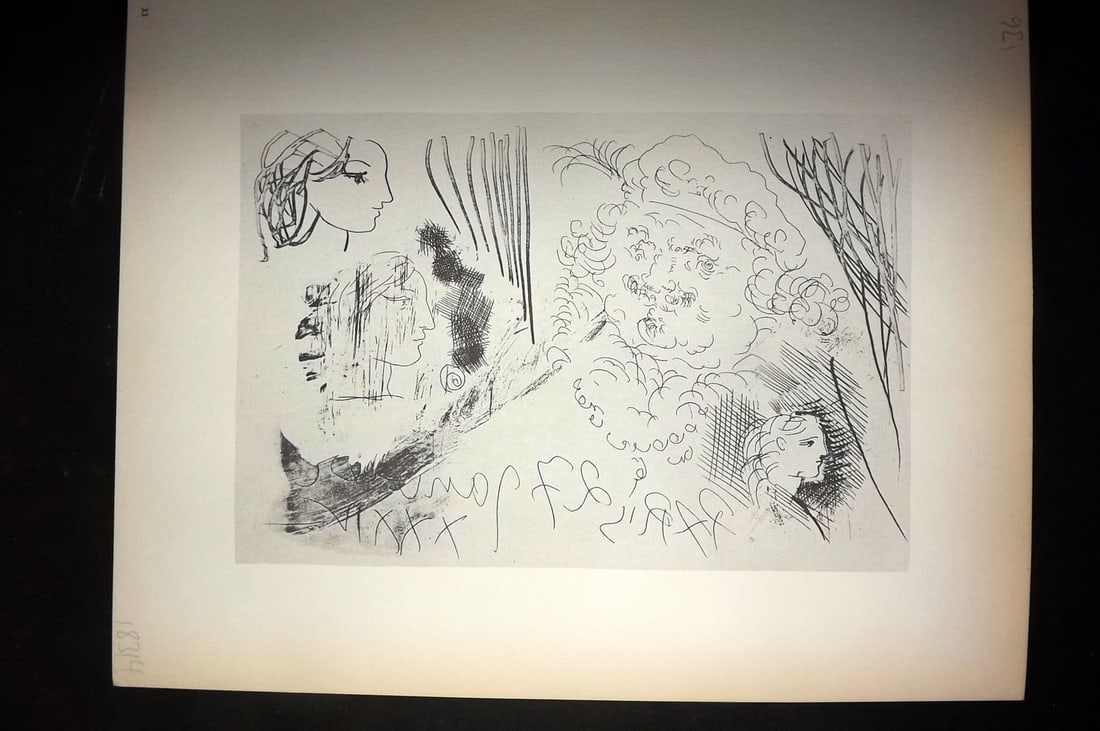 Picasso Vollard 1956 Print. Head of Rembrandt and Heads of Three Girls 33 (1 of 1)