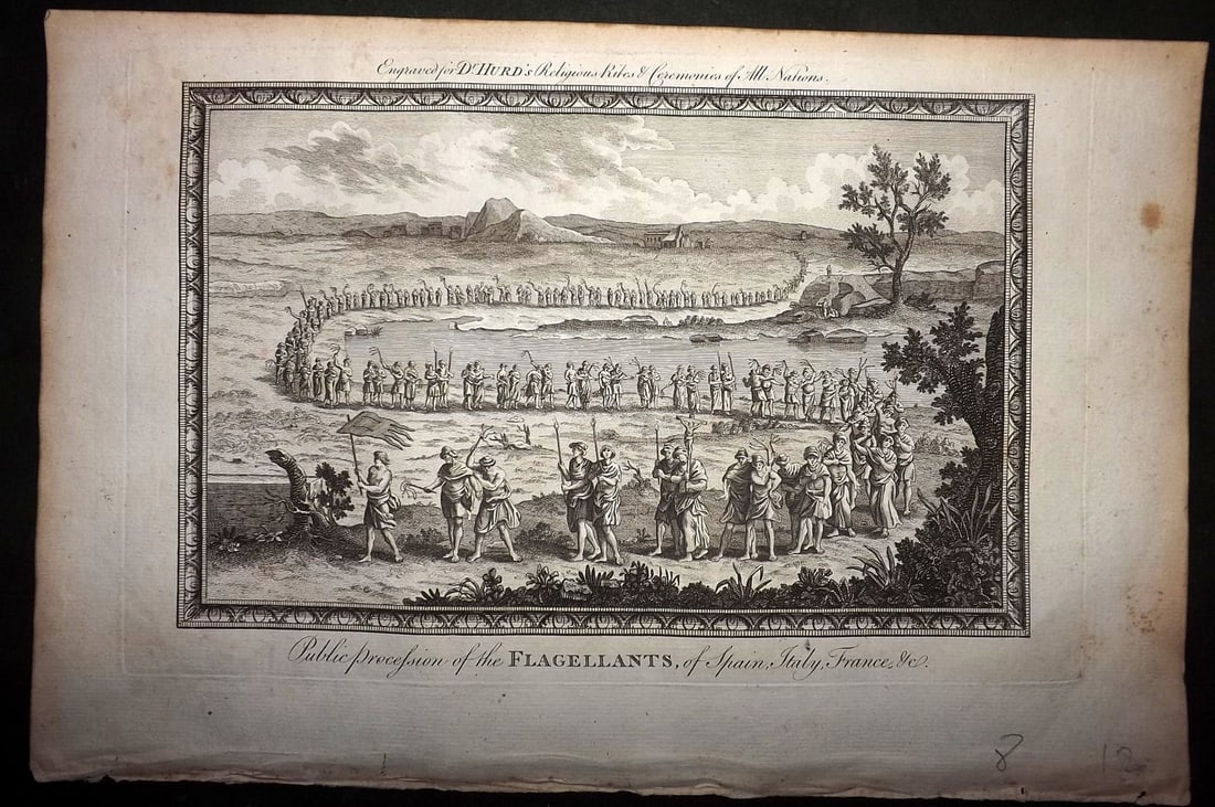 Hurd, William C1780 Folio Print. Procession of the Flagellants of Spain, Italy, France (1 of 1)
