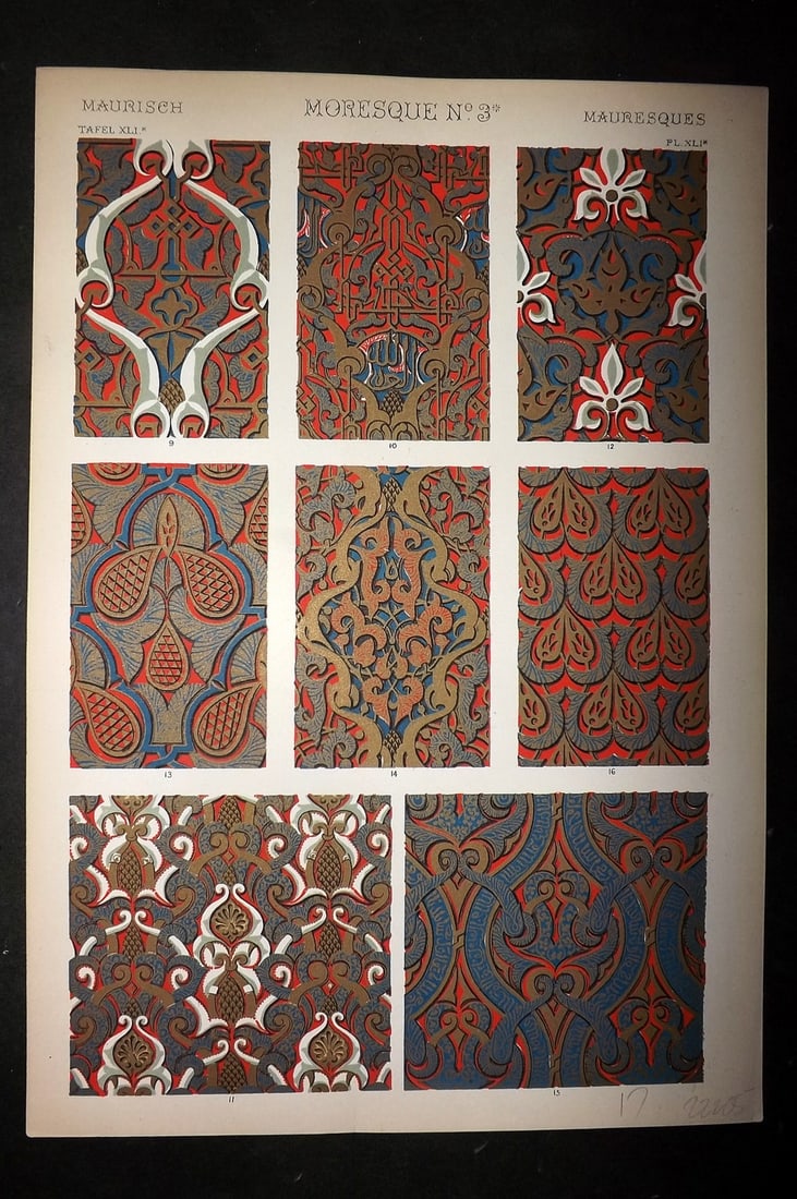 Jones, Owen 1910 Folio Architectural Design Print. Moresque No. 3* (1 of 1)