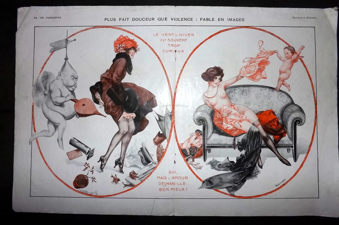 La Vie Parisienne 1920 Art Deco Double Print. Plus Fait Douceur Que Violence (1 of 1)
