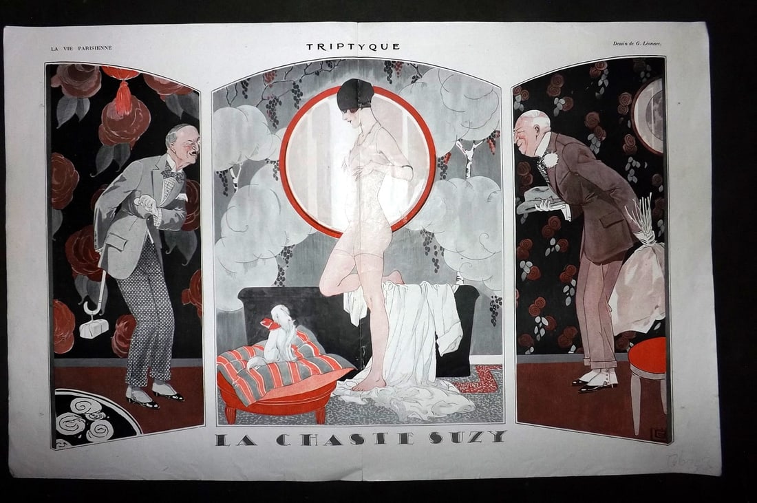 La Vie Parisienne 1920 Art Deco Double Print. Triptyque (1 of 1)