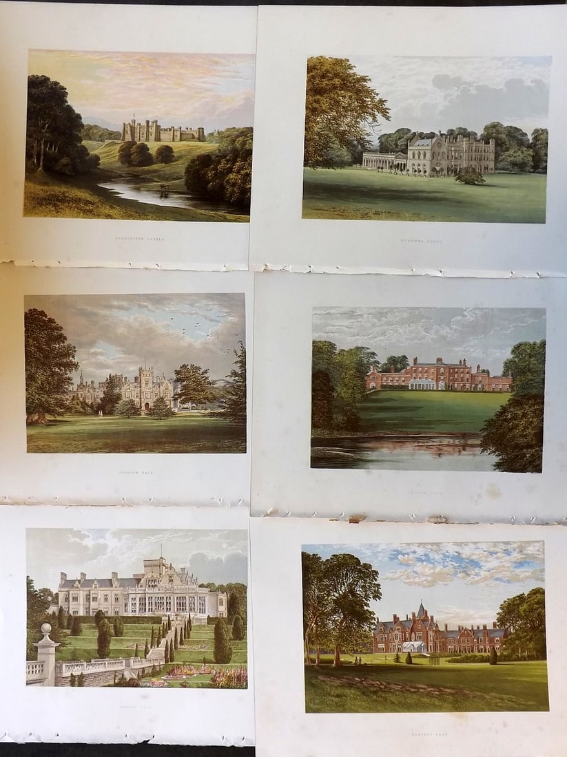 Morris Seats C1870 Lot of 6 British Color Woodblock Views (1 of 2)