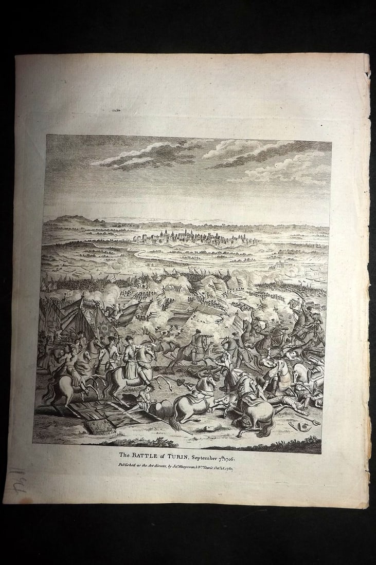 Macgowan, J. (Pub) 1781 Military Print. Battle of Turin, 1706. Italy (1 of 1)