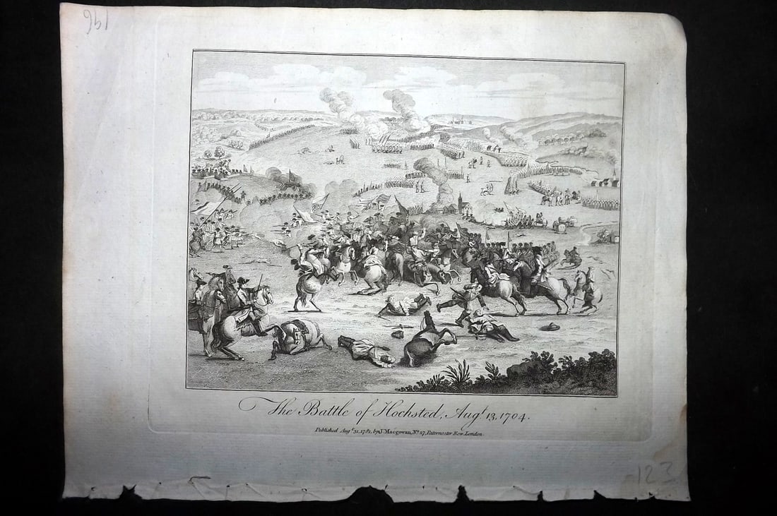 Macgowan, J. (Pub) 1781 Military Print. Battle of Hochstadt, 1704. Bavaria Germany (1 of 1)