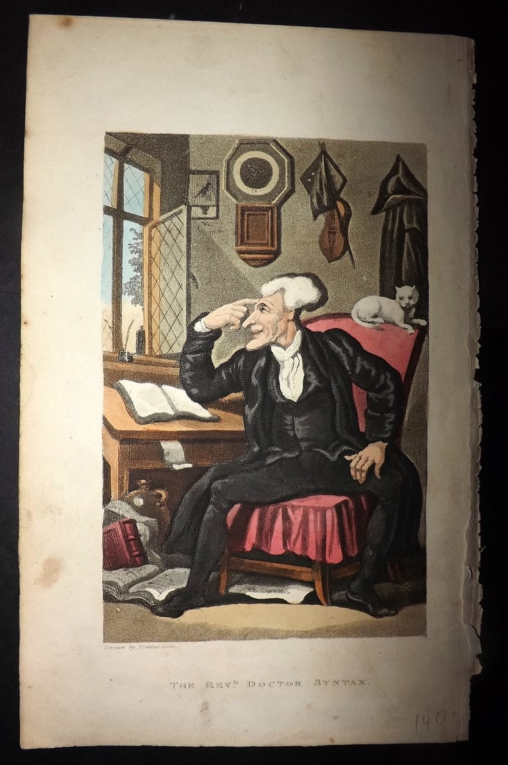 Rowlandson, Thomas 1855 HCol Doctor Syntax Satire Print. The Rev. Dr. Syntax (1 of 1)