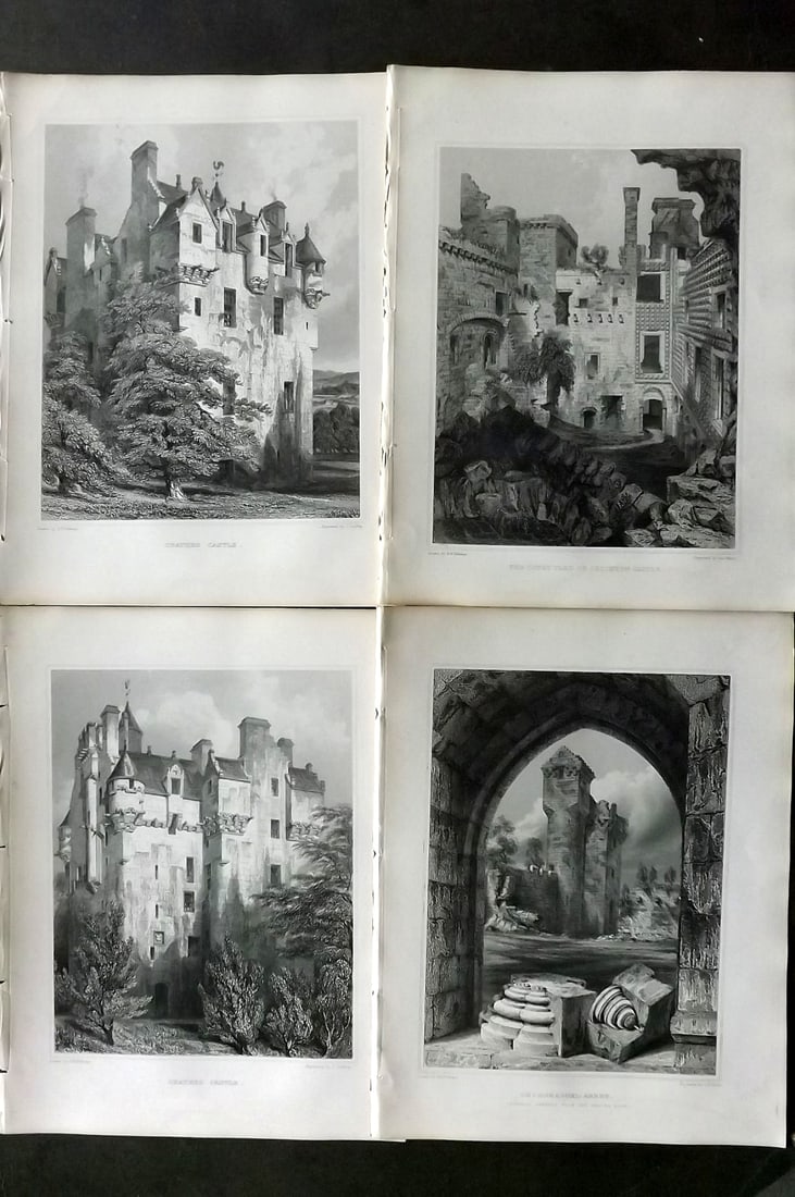 Billings, Robert C1850 Lot of 4 Scottish Steel Engraved Views Scotland: Folio Steel Engraving Published 1845-52, London for "The Baronial and Ecclesiastical Antiquities of Scotland" Illustrated by Robert William Billings. Paper Size: 11.5 x 8.5 inch (29 x 22cm) Good Condi