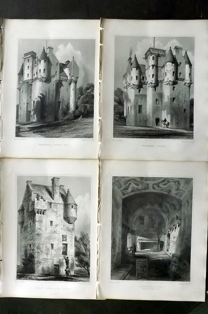 Billings, Robert C1850 Lot of 4 Scottish Steel Engraved Views Scotland: Folio Steel Engraving Published 1845-52, London for "The Baronial and Ecclesiastical Antiquities of Scotland" Illustrated by Robert William Billings. Paper Size: 11.5 x 8.5 inch (29 x 22cm) Good Condi