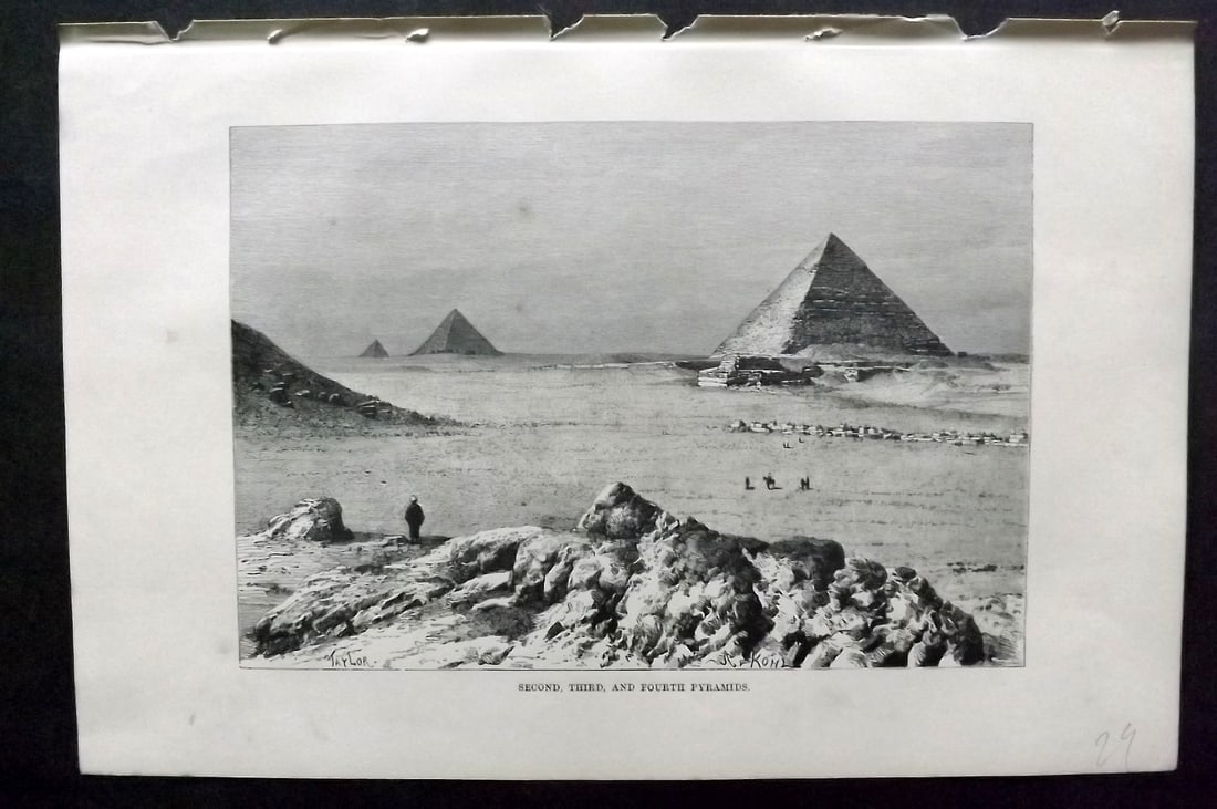 Reclus, Elisee C1880 Antique Print. Second, Third & Fourth Pyramids. Egypt: Wood Engraving Published 1876-94, London for "The Universal Geography" by Elisee Reclus. Edited by A. H. Keane. Reverse side blank. Paper Size: 10 x 7 inch (26 x 17.5cm) Good Condition