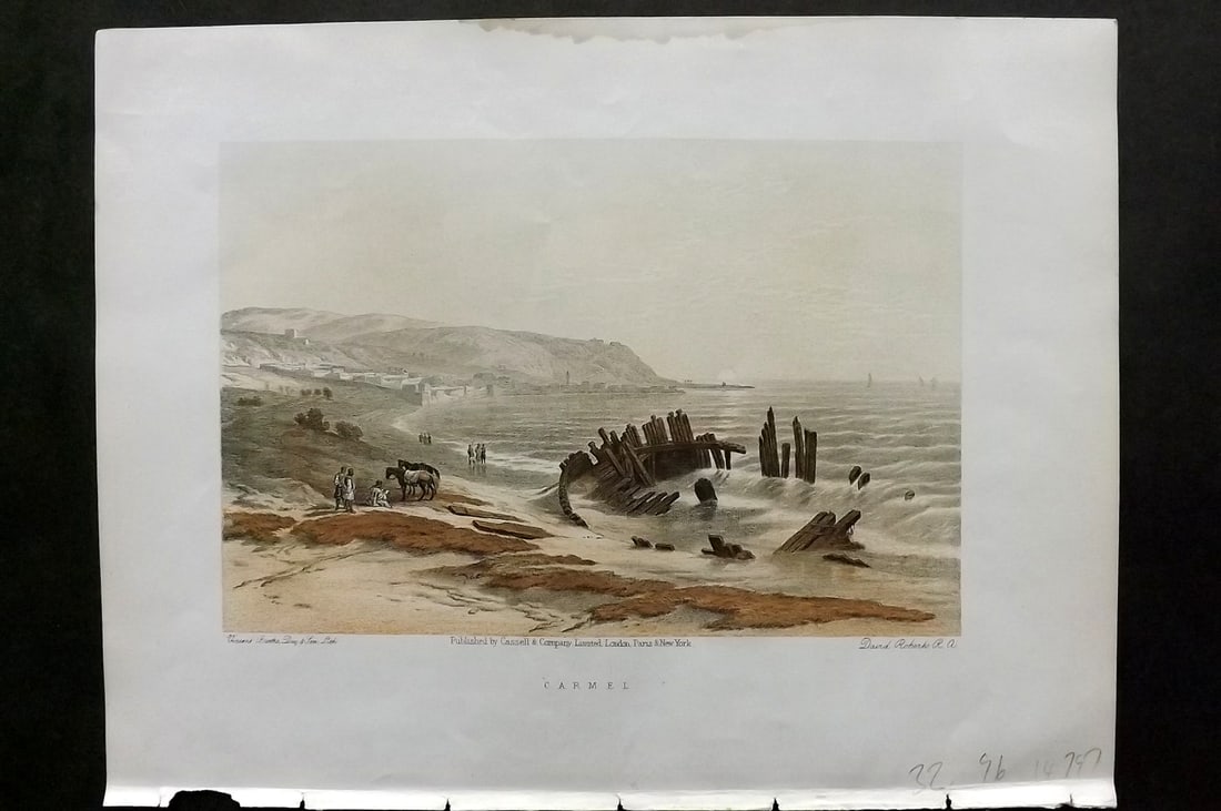 Roberts, David C1880 Antique Print. Carmel, Israel: Lithograph Published C1880, by Cassell & Co., London for "The Life of Christ" by F. W. Farrar. Illustrated by David Roberts. Paper Size: 12.5 x 9.5 inch (32 x 24cm) Very minor margin toning. Good Cond