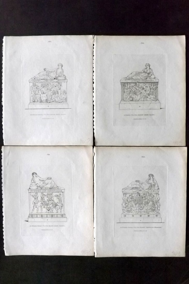 Moses, Henry 1814 Lot of 4 Prints. Urns: Etching Published Published 1814, London for "A Collection of Antique Vases..." First Edition by Henry Moses. Paper Size: 8 x 7 inch (21 x 18cm) Good Condition