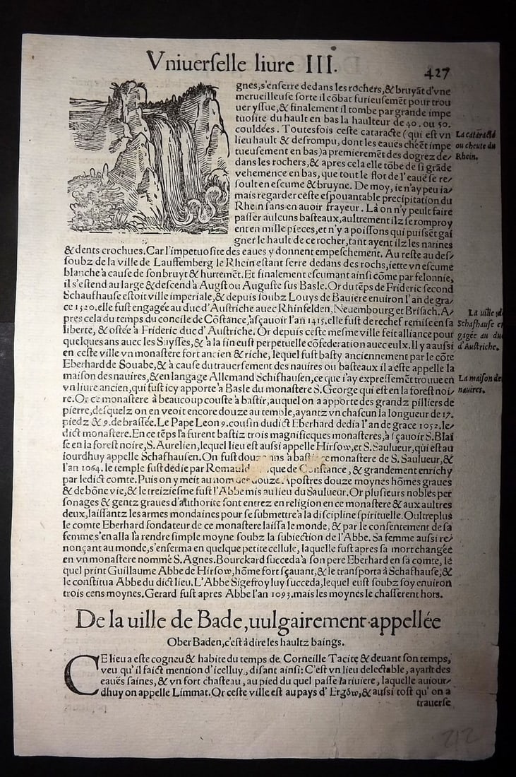 Munster, Sebastian 1552 Early Woodcut. High Baths of Baden, Germany (1 of 1)