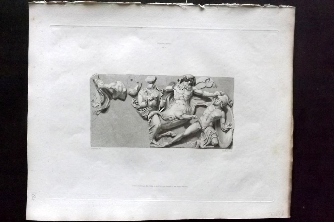 BM Marbles 1820 Bas relief representing Combat between Centaurs & Lapiths 06: Copper Plate Published 1812-61 [1820], London for "A Description of the Collection of Ancient Marbles in the British Museum" by the British Museum, Department of Greek and Roman Antiquities. Paper Siz