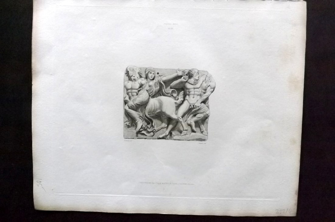 BM Marbles 1820 Bas relief representing Combat between Centaurs & Lapiths 07: Copper Plate Published 1812-61 [1820], London for "A Description of the Collection of Ancient Marbles in the British Museum" by the British Museum, Department of Greek and Roman Antiquities. Paper Siz