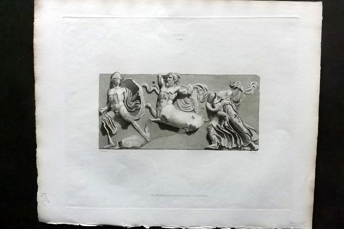 BM Marbles 1820 Bas relief representing Combat between Centaurs & Lapiths 08: Copper Plate Published 1812-61 [1820], London for "A Description of the Collection of Ancient Marbles in the British Museum" by the British Museum, Department of Greek and Roman Antiquities. Paper Siz