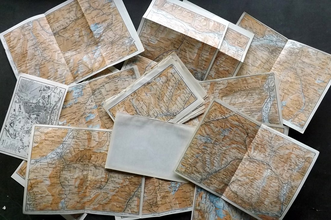 Baedeker, Karl 1911 Lot of 34 Antique Maps. Switzerland (1 of 5)