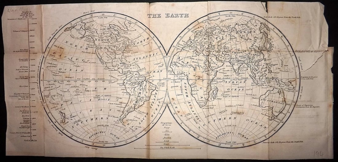Blair, David 1834 Antique Map. World Hemispheres (1 of 2)