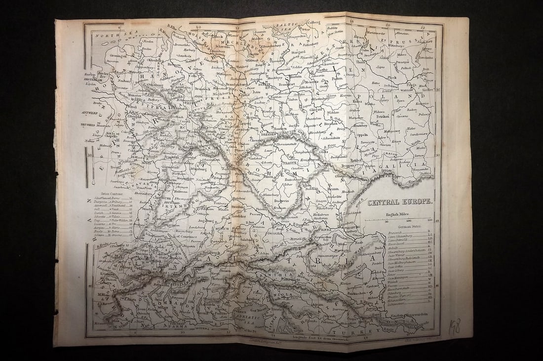 Hall, Sidney C1850 Antique Map. Central Europe (1 of 1)