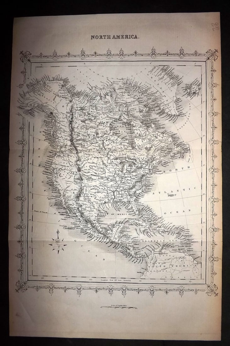 Ainsworth, James 1850's Antique Map. North America: Steel Engraved Map Published 1851-55, Manchester for "The Imperial Journal of Art, Science, Mechanics and Engineering" by James Ainsworth. Uncommon. Fold as issued. Paper Size: 16.5 x 10.5 inch (42 x