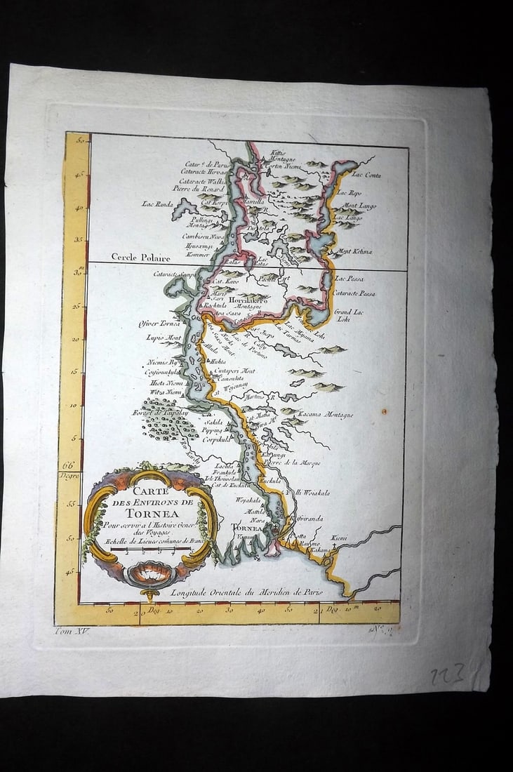 Bellin, Jacques-Nicolas 1752 Hand Col Map. Tornia, Finland (1 of 1)