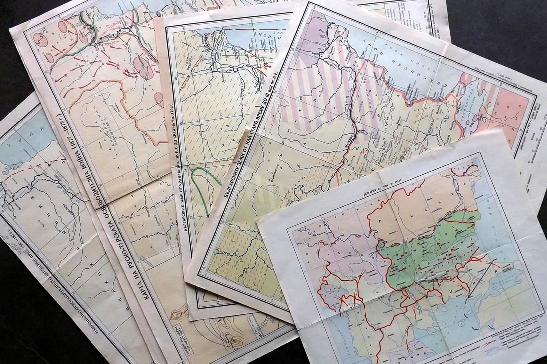 Russian Soviet Published European Maps 1950's Lot of 6 Vintage Maps. (1 of 5)
