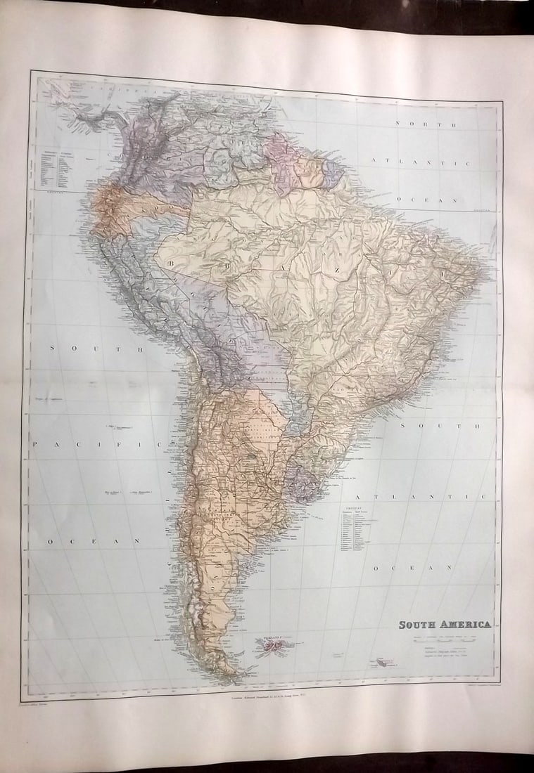 Stanford, Edward 1901 Large Map. South America (1 of 2)