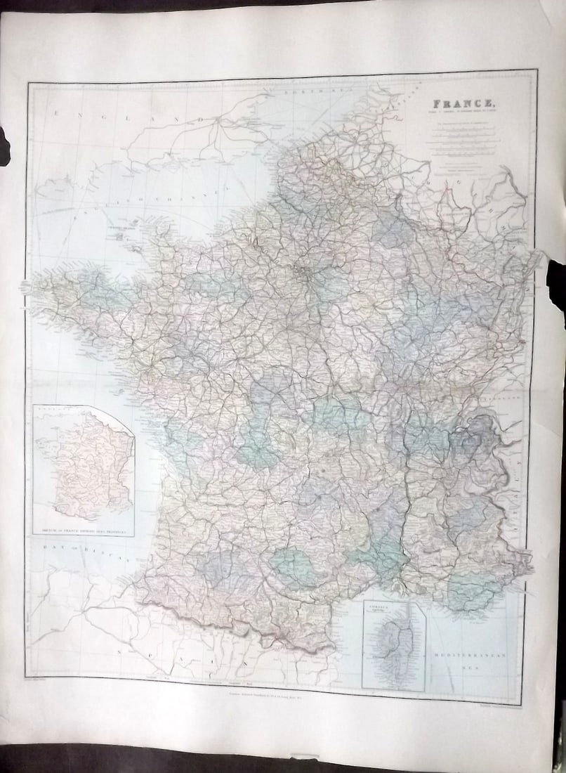 Stanford, Edward 1901 Large Map. France (1 of 2)