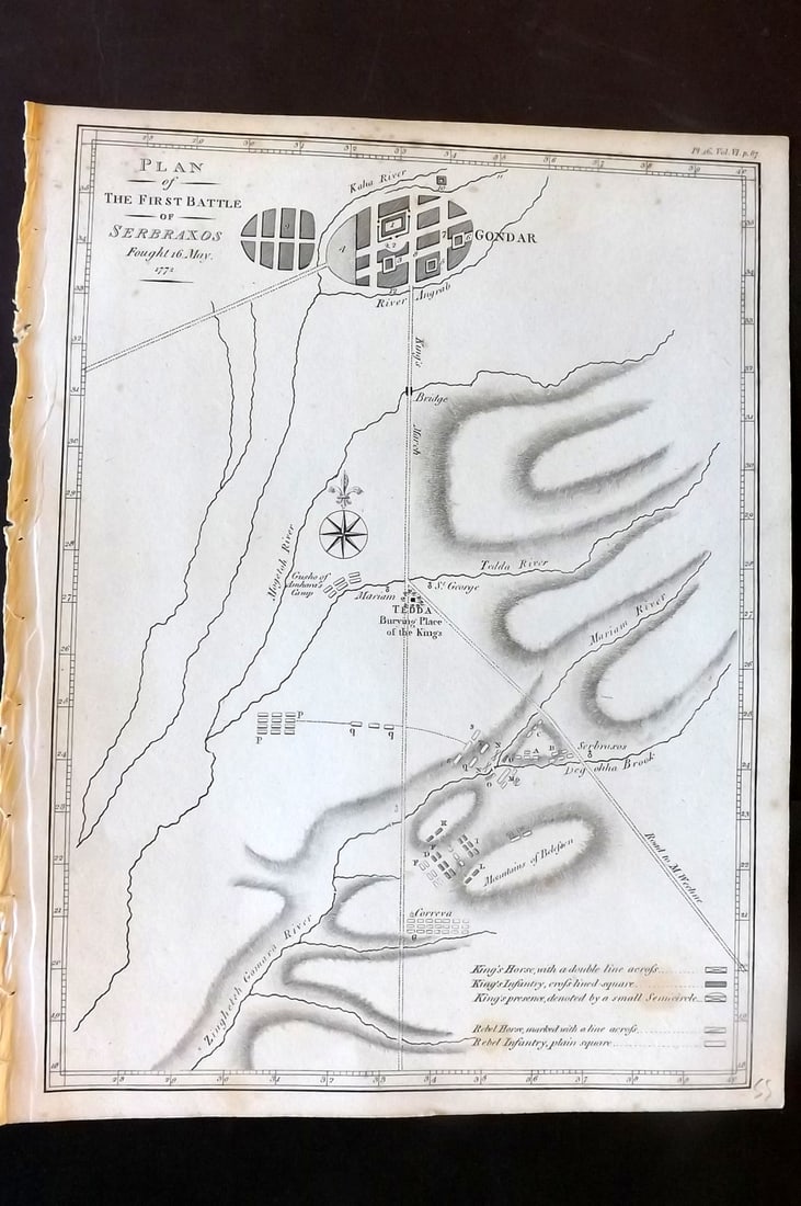 Bruce, James 1813 Antique Map. Plan of the First Battle of Serbraxos. Ethiopia (1 of 1)