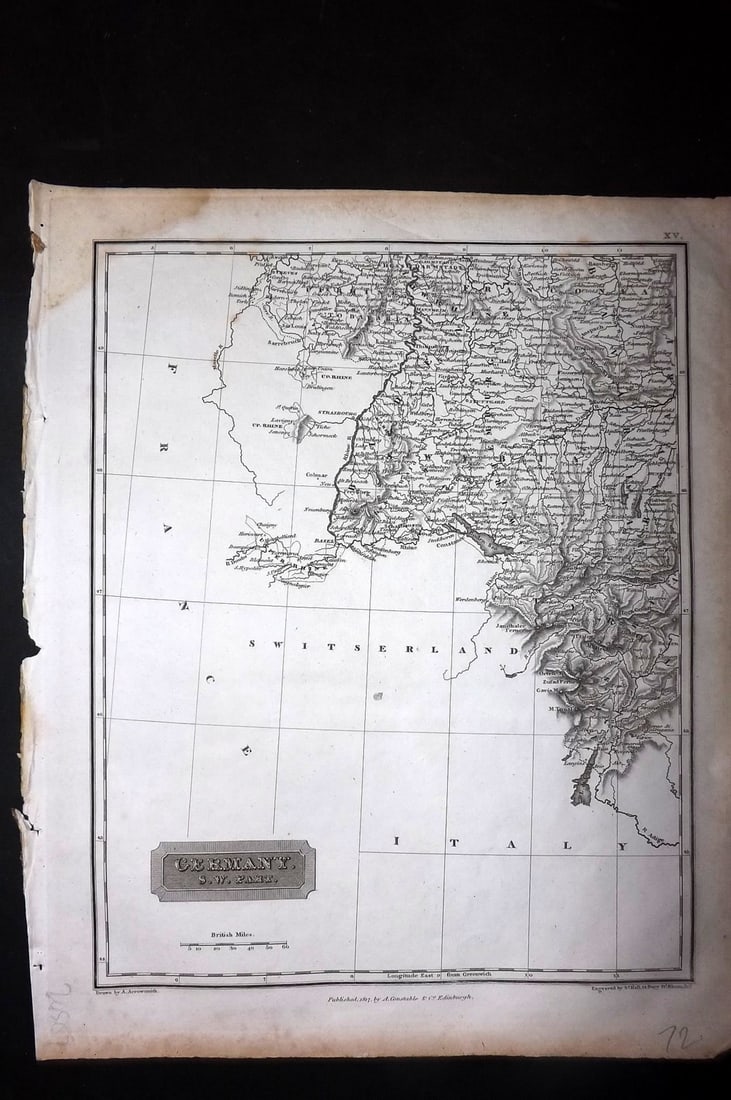 Arrowsmith, Aaron 1817 Antique Map. Germany S. W. Part (1 of 1)