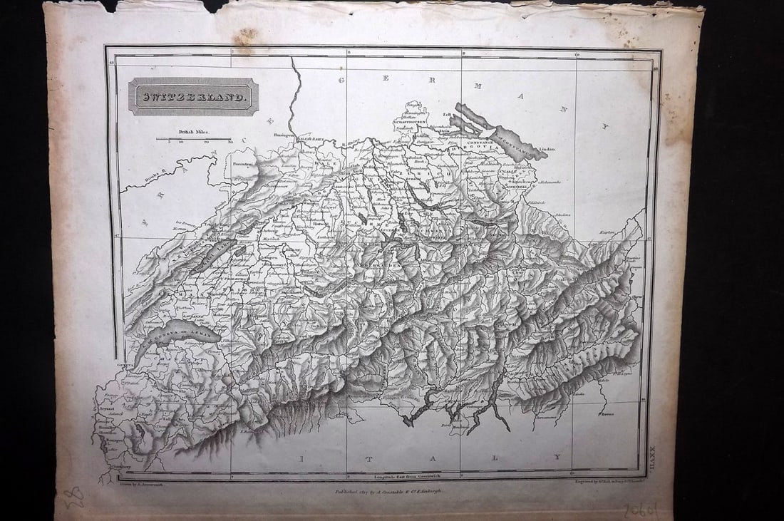 Arrowsmith, Aaron 1817 Antique Map. Switzerland (1 of 1)
