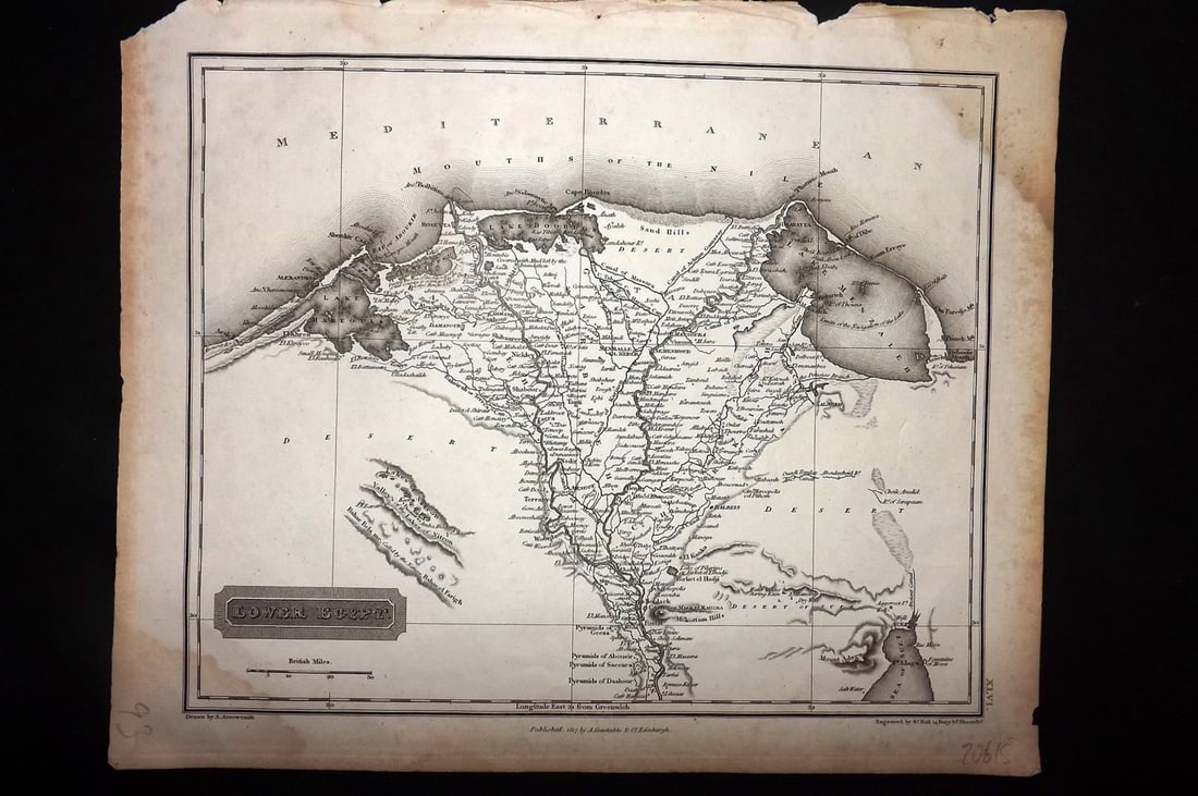 Arrowsmith, Aaron 1817 Antique Map. Lower Egypt (1 of 1)