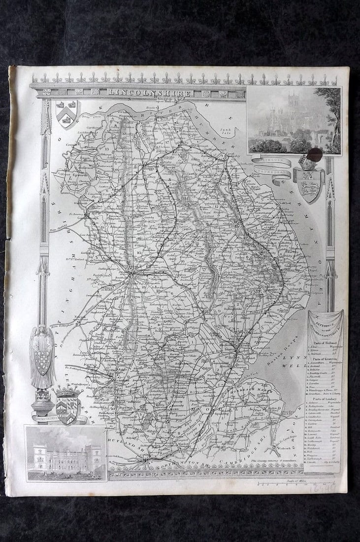 Moule, Thomas C1838 Antique British County Map. Lincolnshire (1 of 1)