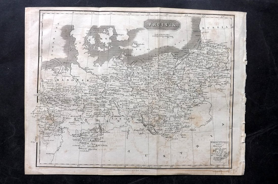 Glasgow Geography 1825 Antique Map. Prussia (1 of 1)