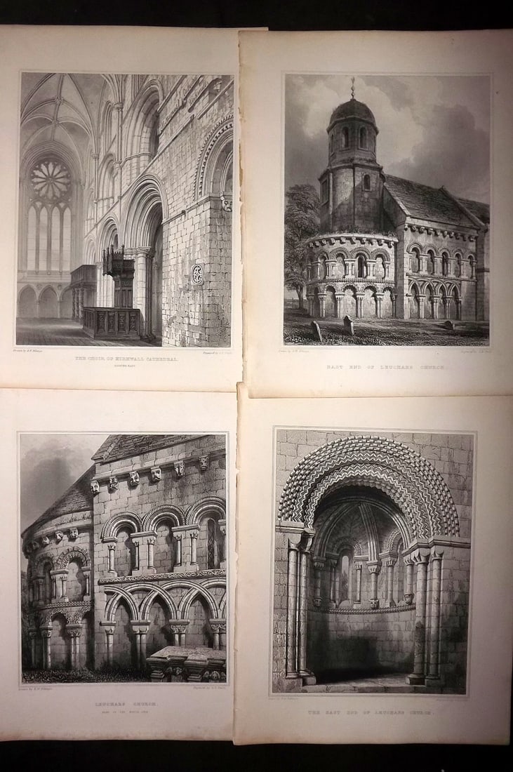 Billings, Robert C1850 Lot of 4 Scottish Steel Engraved Views Scotland: Folio Steel Engraving Published 1845-52, London for "The Baronial and Ecclesiastical Antiquities of Scotland" Illustrated by Robert William Billings. Paper Size: 11.5 x 8.5 inch (29 x 22cm) Good Condi