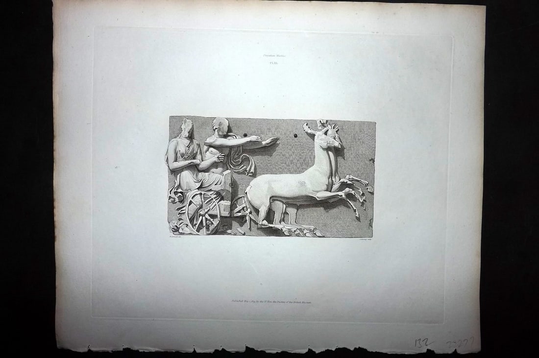 BM Marbles 1820 Bas relief representing Combat between Centaurs & Lapiths 11: Copper Plate Published 1812-61 [1820], London for "A Description of the Collection of Ancient Marbles in the British Museum" by the British Museum, Department of Greek and Roman Antiquities. Paper Siz