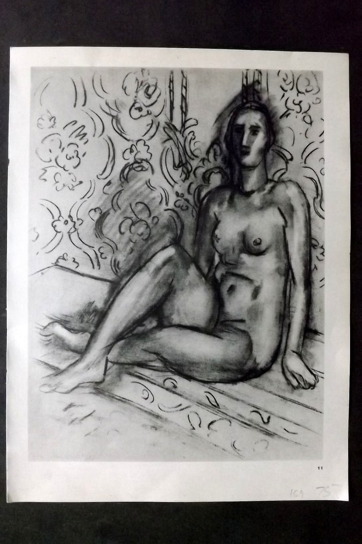 Matisse, Henrii 1969 Folio Scarce Print. Drawing 11: Lithograph Published 1969, New York for "Henri Matisse. Drawings And Paper Cut-Outs" by Raoul Jean Moulin. Paper Size: 12 x 9 inch (30.5 x 23cm) Good Condition