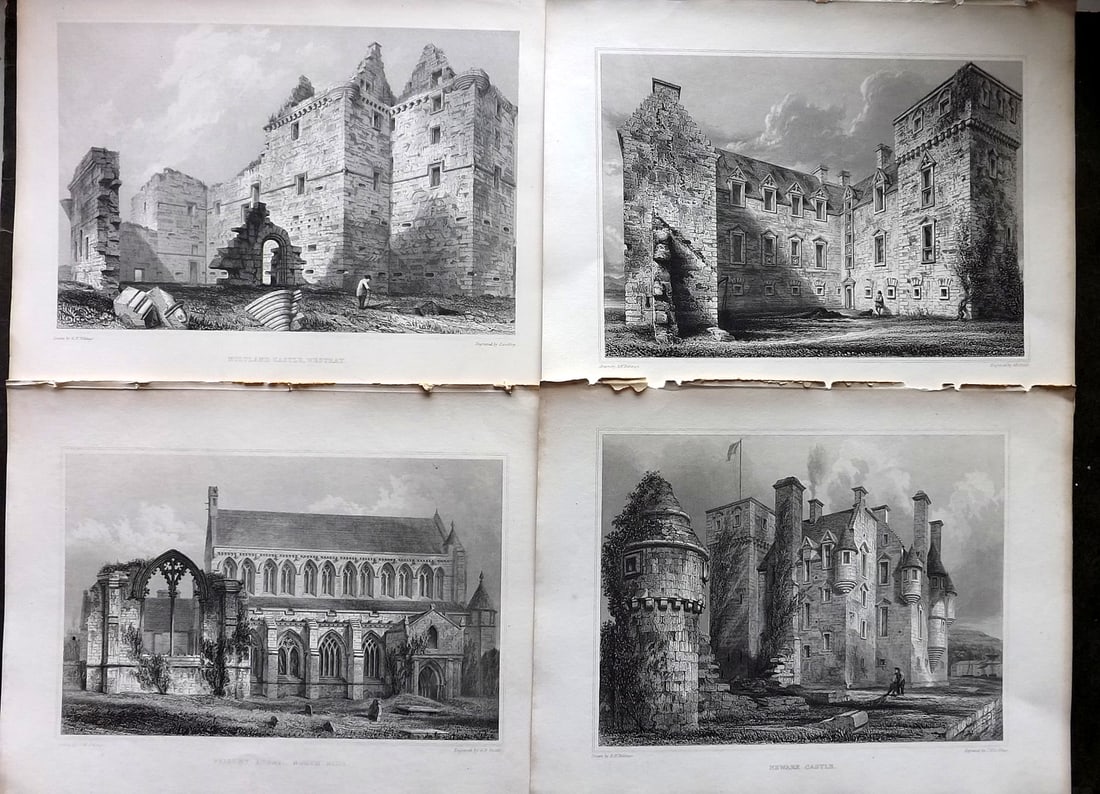 Billings, Robert C1850 Lot of 4 Scottish Steel Engraved Views Scotland (1 of 1)