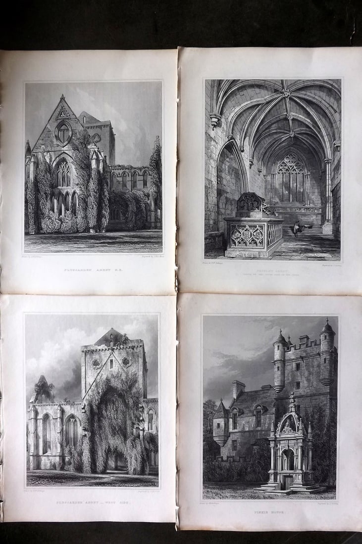 Billings, Robert C1850 Lot of 4 Scottish Steel Engraved Views Scotland: Folio Steel Engraving Published 1845-52, London for "The Baronial and Ecclesiastical Antiquities of Scotland" Illustrated by Robert William Billings. Paper Size: 11.5 x 8.5 inch (29 x 22cm) Good Condi