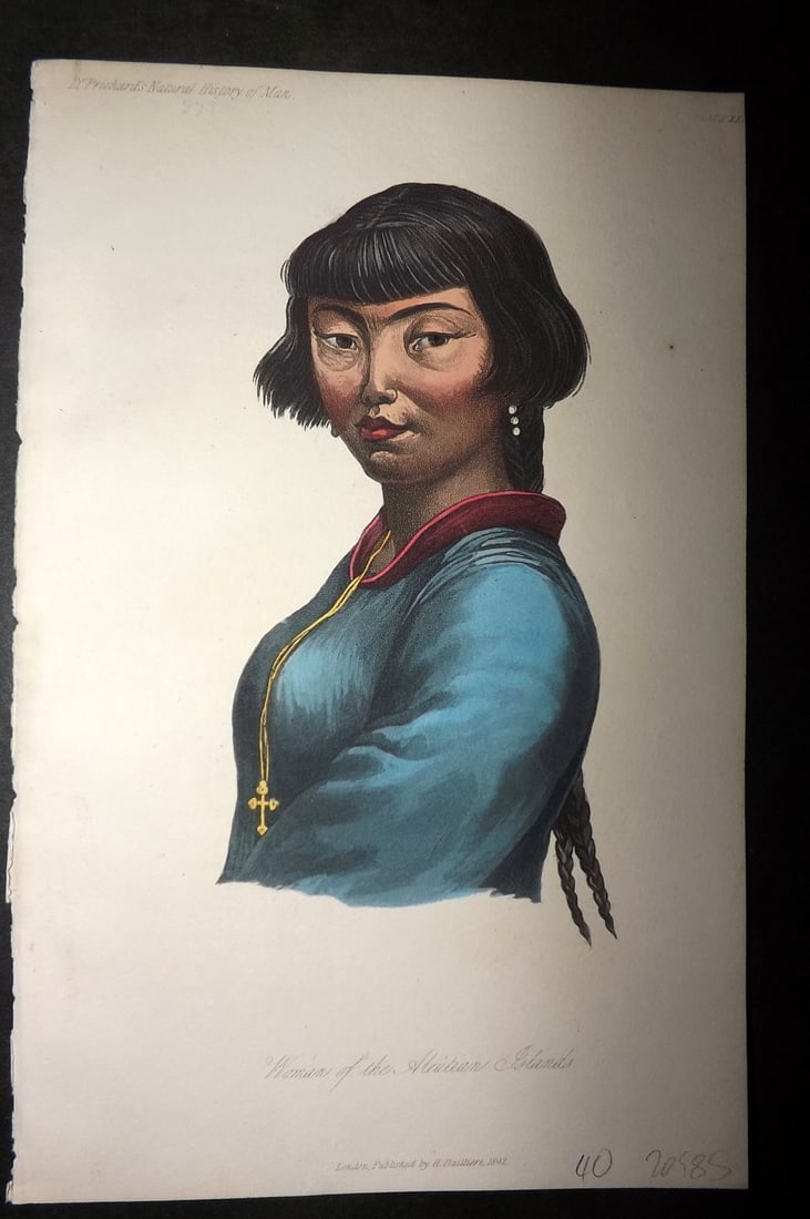 Prichard, James 1848 Hand Col Print. Women of the Aleutian Islands. Alaska 08A (1 of 1)