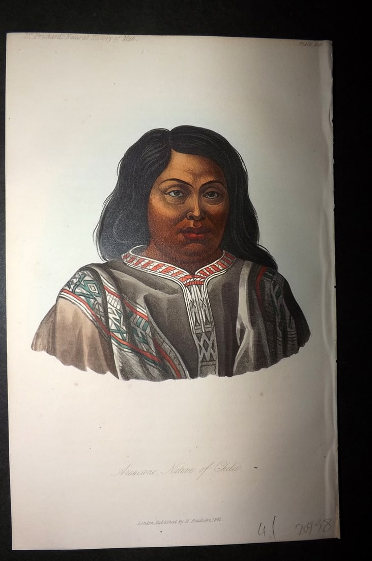Prichard, James 1848 Hand Col Print. An American, a Native of Chile 42 (1 of 1)